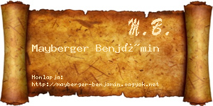 Mayberger Benjámin névjegykártya